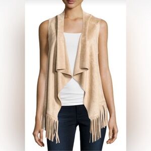 Bagatelle City Tan Suade Fringe Vest